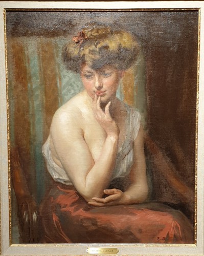 Portrait de jeune femme - Frédéric Dufaux (1852 - 1943) - Tableaux et dessins Style 