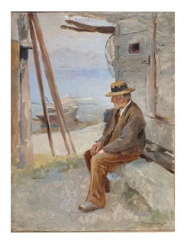 Pêcheur assis - Frédéric Dufaux (1852 - 1943)