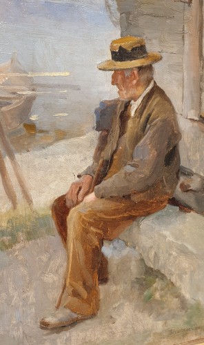 XIXe siècle - Pêcheur assis - Frédéric Dufaux (1852 - 1943)