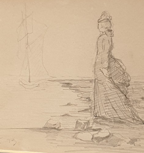 Paintings & Drawings  -  Woman in crinoline - Eugène Boudin (1824 - 1898)