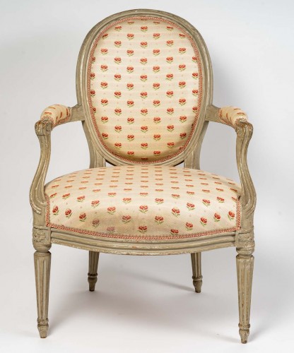 Suite de quatre fauteuils d'époque Transition estampillés P. Bernard - Sièges Style Transition