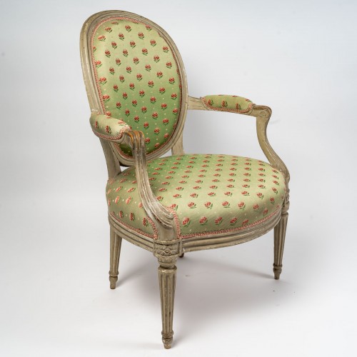 Antiquités - Suite de quatre fauteuils d'époque Transition estampillés P. Bernard