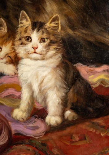  - Jules Gustave Leroy (1856 - 1921) - Famille de chats à la pelote de laine