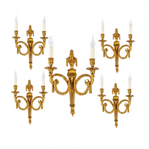 A Suite of Five bronze Wall - Lights circa 1900
