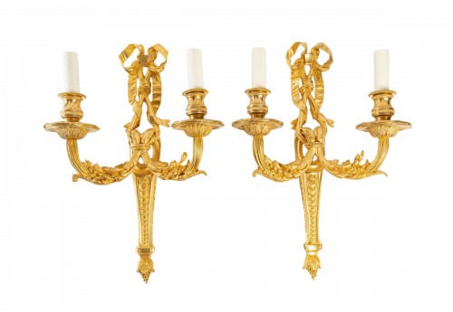 A Pair of Wall - Lights in Louis XVI Style, Signed Henri Vian