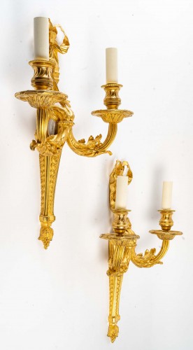 19th century - A Pair of Wall - Lights in Louis XVI Style, Signed Henri Vian.