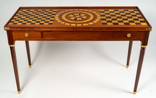 XVIIIe siècle - Table de jeux tric-trac d'époque Louis XVI