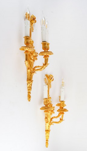 A Pair Of Wall - Signed Jollet - Lighting Style 