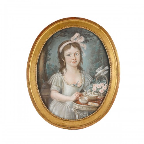 Portrait d'une jeune fille au ruban rose, École française du XVIIIe siècle