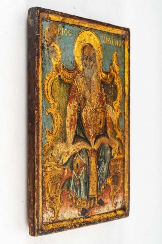 An Icon Representing Saint Nikolai the Wonder - Religious Antiques Style 