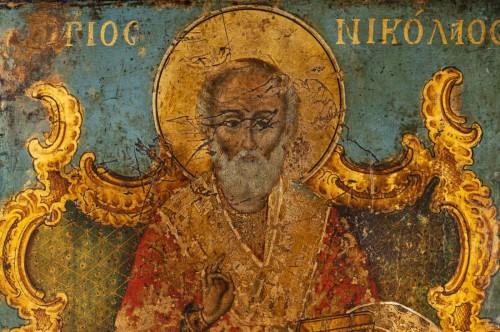 An Icon Representing Saint Nikolai the Wonder - 