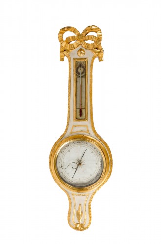 Louis XVI carved gilt wood barometer - thermometer