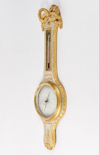 Louis XVI carved gilt wood barometer - thermometer - 