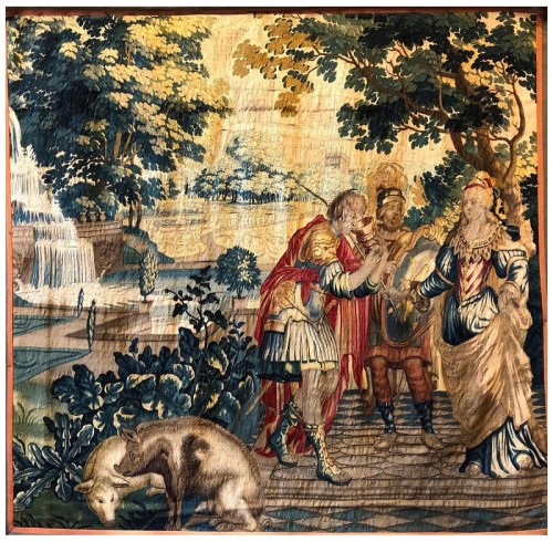 Ulysse et Circé, Fragment de tapisserie de la suite de l'histoire d'Ulysse, France XVIIe siècle