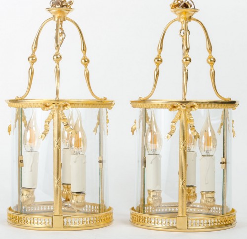 Paire de lanternes en bronze doré, France XIXe siècle - Catel Antiquités