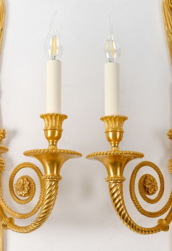 A pair of gilt bronze three light scones - Lighting Style 