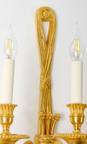 A pair of gilt bronze three light scones - 