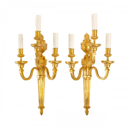 A Pair of Wall - Lights in Louis XVI Style.