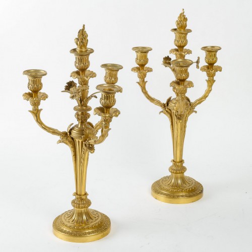 Paire de candélabres d'époque Napoléon III - Luminaires Style Napoléon III