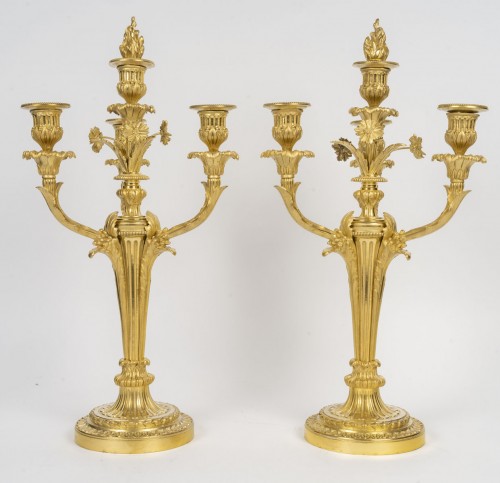 Paire de candélabres d'époque Napoléon III - Luminaires Style Napoléon III