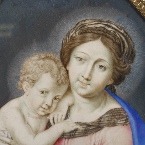 Vierge à l'enfant, France XVIIe siècle - Tableaux et dessins Style 