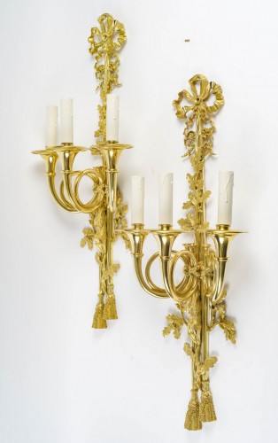 Paire d'appliques de style Louis XVI. - Luminaires Style 