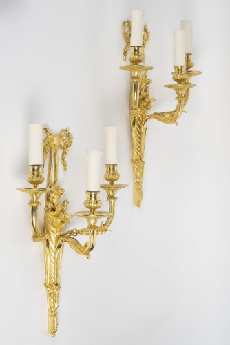 A Pair of bronze Wall-Lights in Louis XVI Style - Lighting Style 