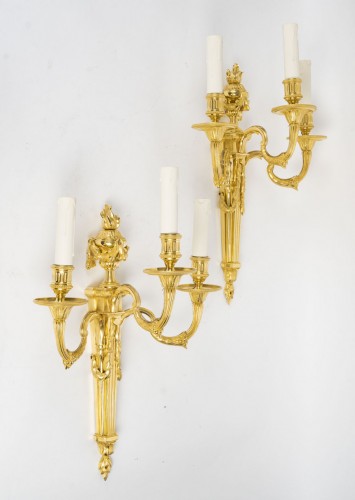 Paire d'appliques en bronze - Luminaires Style 