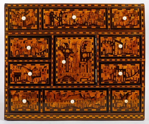 Cabinet en marqueterie, travail d'Augsbourg du XVIIe siècle - Mobilier Style 
