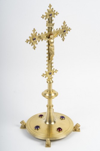 A bronze Gothic Revival style altar crucifix - Religious Antiques Style Napoléon III
