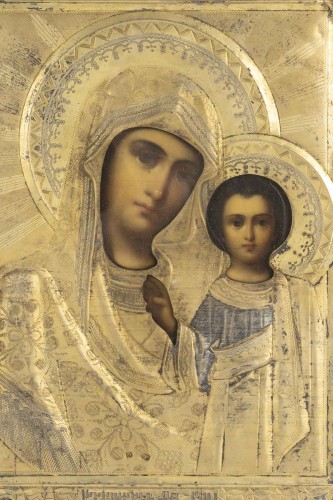Icône représentant la Vierge de Smolensk, Russie, XIXe siècle - Art sacré, objets religieux Style 