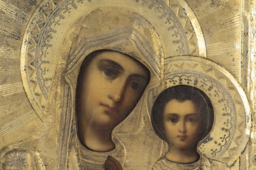 Icône représentant la Vierge de Smolensk, Russie, XIXe siècle - Catel Antiquités