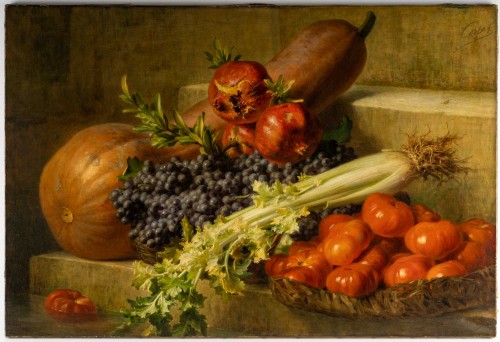 Corpet Charles-Etienne (1831-1903), Huile sur Toile, "Les légumes du jardin", XIXe