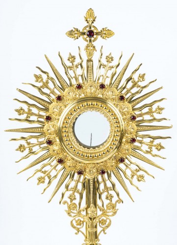 Religious Antiques  - Gilded Bronze Monstrance, Napoleon III Period, 19th Century.