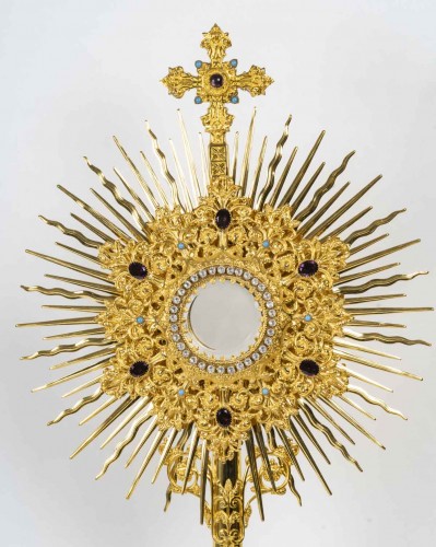 Religious Antiques  - Large Gilded Bronze Monstrance, 19th Century