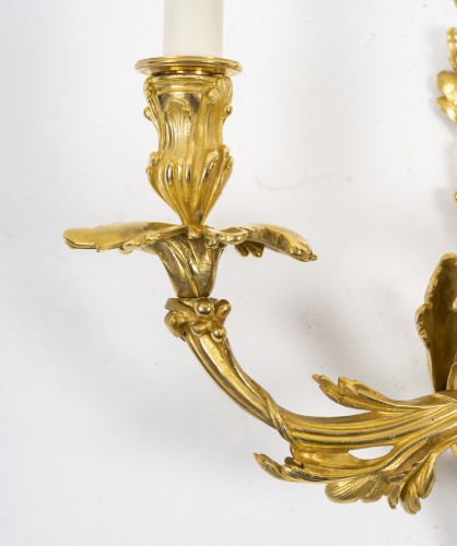 Religious Antiques  - Important Pair Of Wall Lights Signed Raingo, In Gilded Bronze In The Louis 