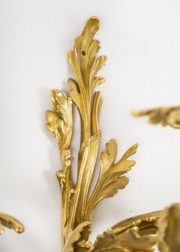 19th century - Important Pair Of Wall Lights Signed Raingo, In Gilded Bronze In The Louis 
