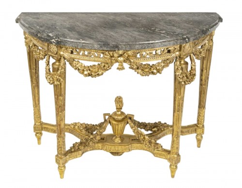 Grande console en bronze sculpté et doré d'Epoque Louis XVI