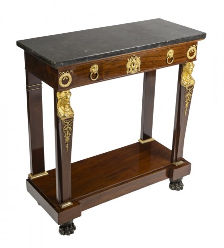 Petite console en acajou et bronze doré, d'époque  Empire