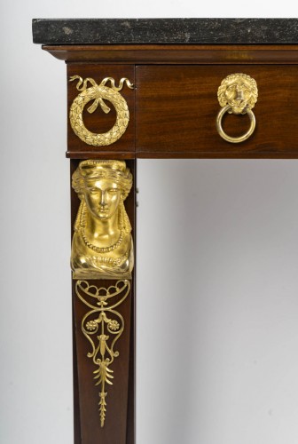 19th century - Small Empire Period Console In Mahogany And Gilded Bronze