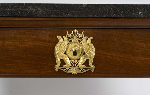 Small Empire Period Console In Mahogany And Gilded Bronze - Empire