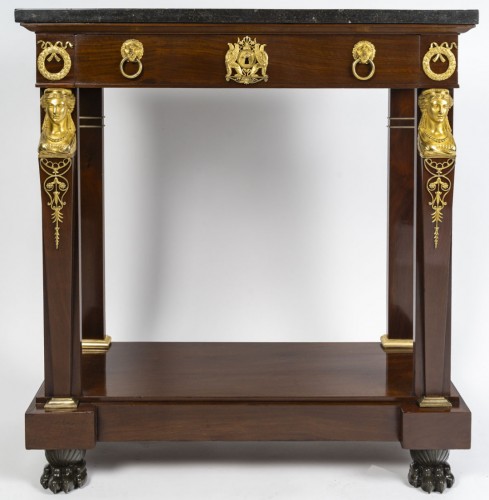 Empire - Small Empire Period Console In Mahogany And Gilded Bronze