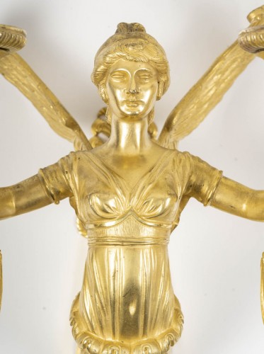 Paire d'appliques à décor de cariatides ailées, d'époque Empire - Catel Antiquités