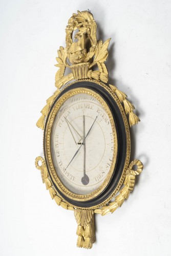 Wooden barometer carved according to Torricelli, from the Louis XVI period  - Decorative Objects Style Louis XVI