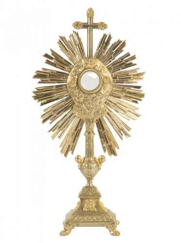 Ostensoir en bronze doré à décor de chérubins, XIXe siècle