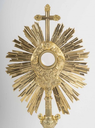 Ostensoir en bronze doré à décor de chérubins, XIXe siècle - Art sacré, objets religieux Style Napoléon III