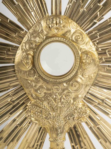 Ostensoir en bronze doré à décor de chérubins, XIXe siècle - Catel Antiquités