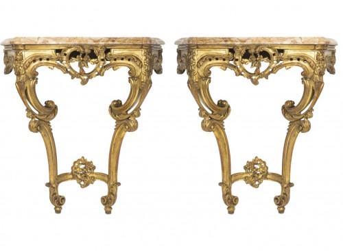 Paire de consoles en bois doré d'époque Napolon III