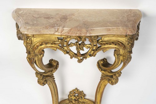 XIXe siècle - Paire de consoles en bois doré d'époque Napoléon III