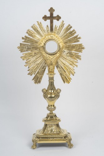 XIXe siècle - Ostensoir en bronze doré à décor de chérubins, d'époque Napoléon III